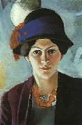 August Macke Portrait of the Artist's Wife Elisabeth with a Hat painting